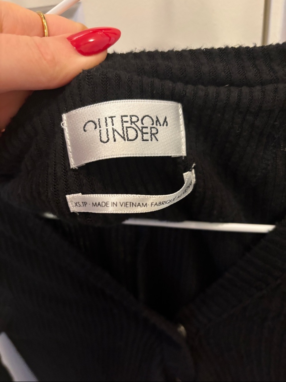Urban Outfitters Black out from under Ribbed Long-Sleeve Henley Romper v neck - Picture 3 of 5